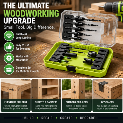 🛠️Countersink Drill Bit Set – Create Professional Flush Screw Finishes For DIY Woodworking Projects