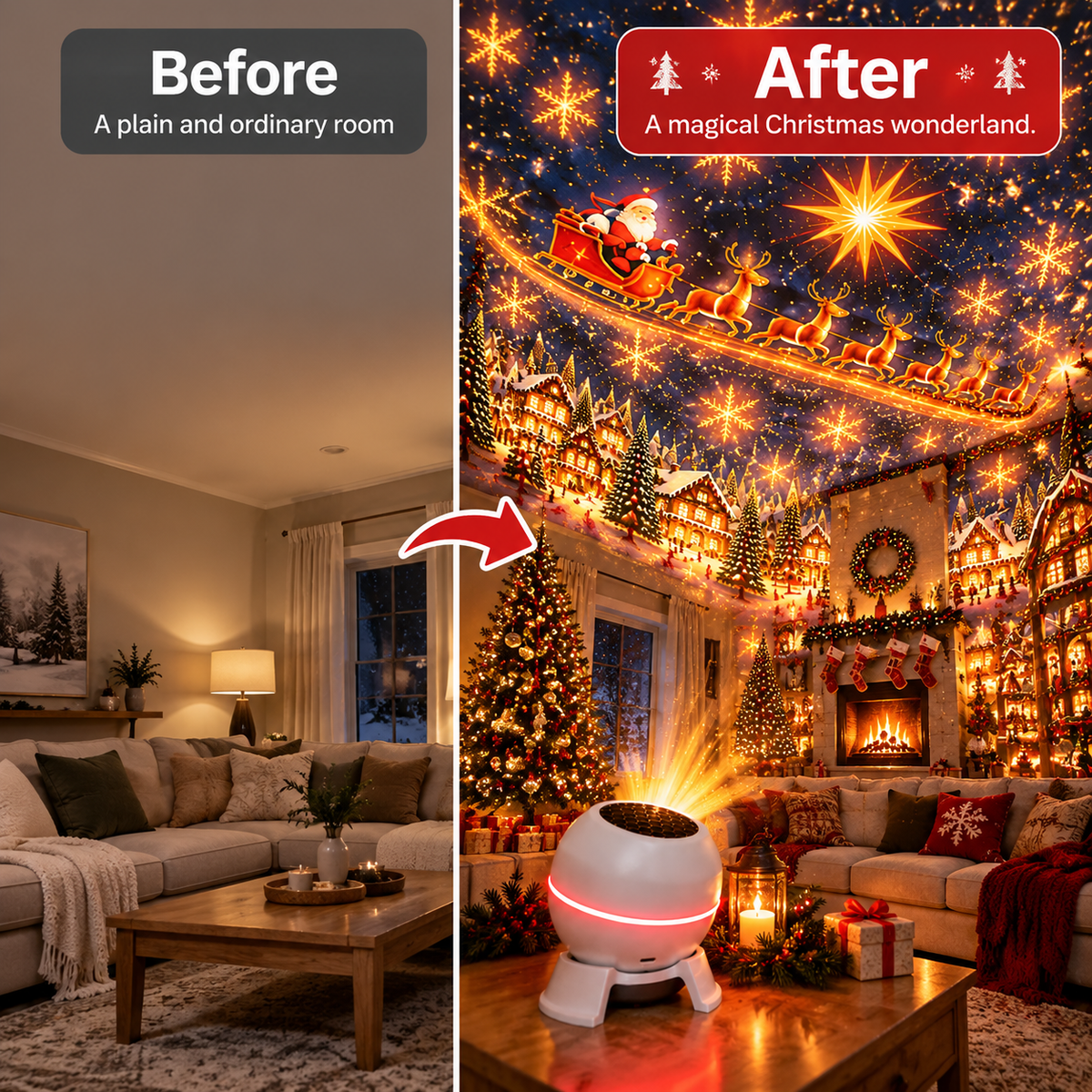 🌟🎄 Magical Christmas Projection Night Light – Transform Any Room Into A Holiday Wonderland