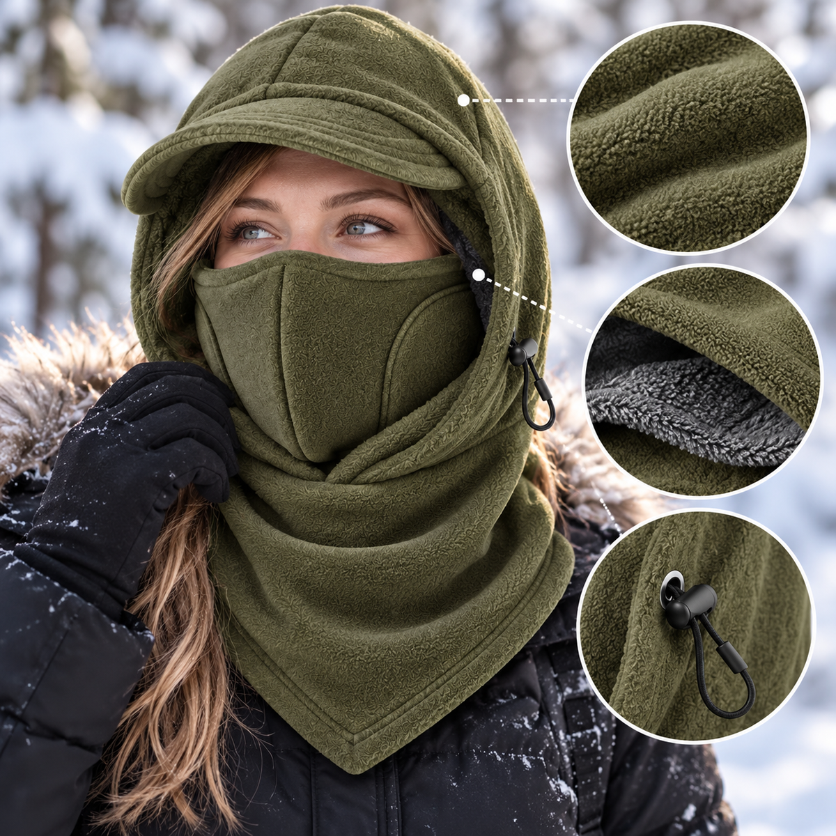 🔥Last Day 80% OFF🔥🥶Fleece Double Layer Integrated Mask Hat