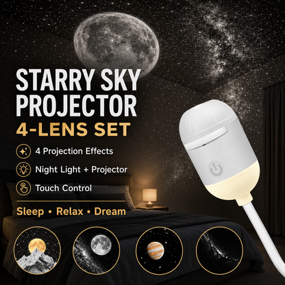 ✨🔭2-in-1 Galaxy Projector Night Light | USB Mini Star & Moon Projector for Bedroom, Adjustable Brightness, 360° Projection