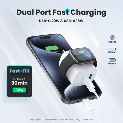 3-in-1 Magnetic Apple Watch & iPhone Charger | 20W USB-C Fast Charger
