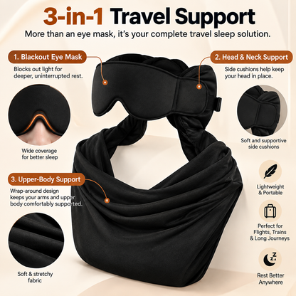 ✈️ 3-in-1 Travel Sleep Support – Blackout Eye Mask & Head Support