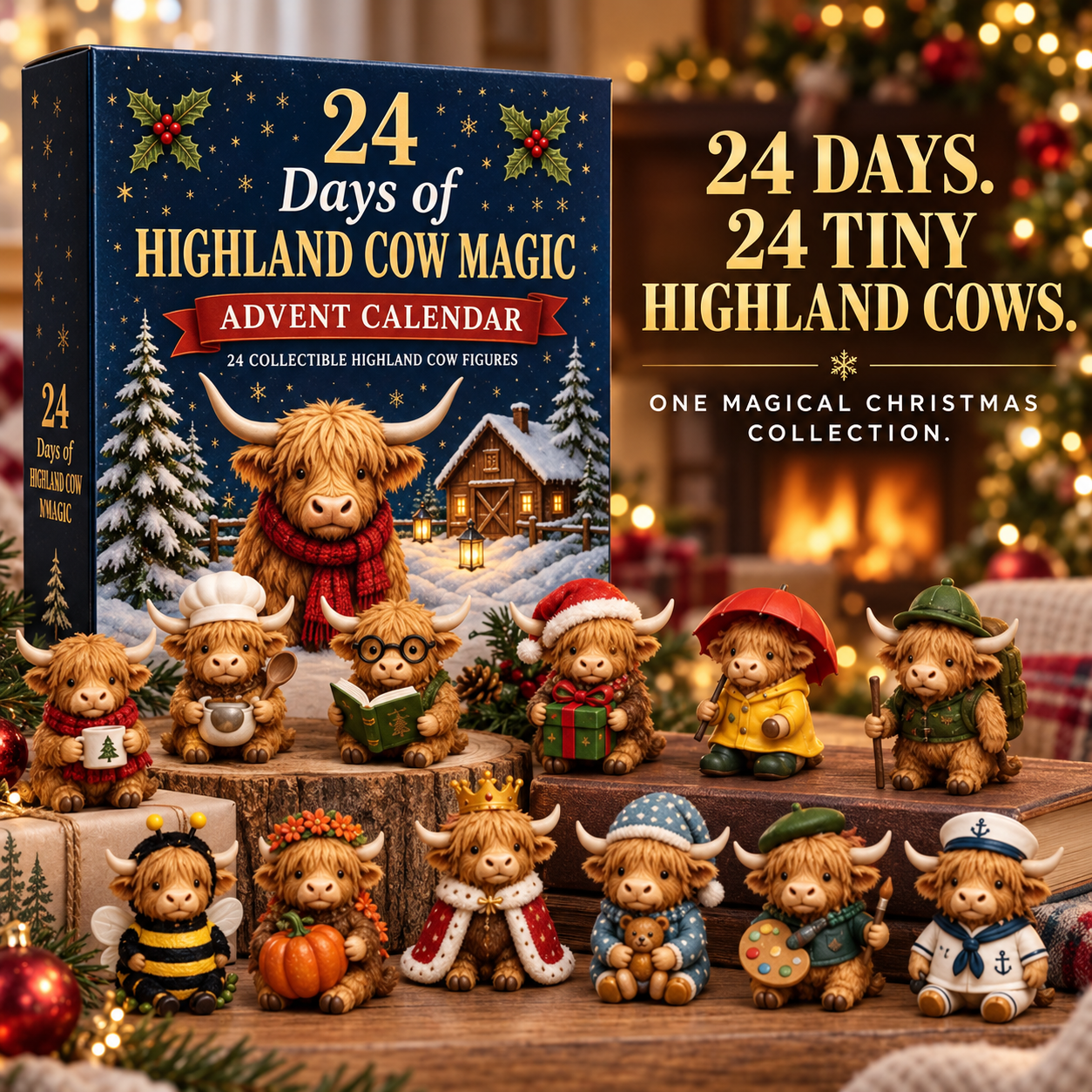 🐮 24-Day Highland Cow Advent Calendar – 24 Mini Collectible Surprises
