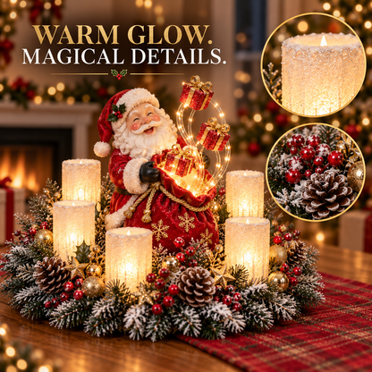 🔥🎄 Glowing Christmas Centerpiece with Warm Flameless Candlelight ✨