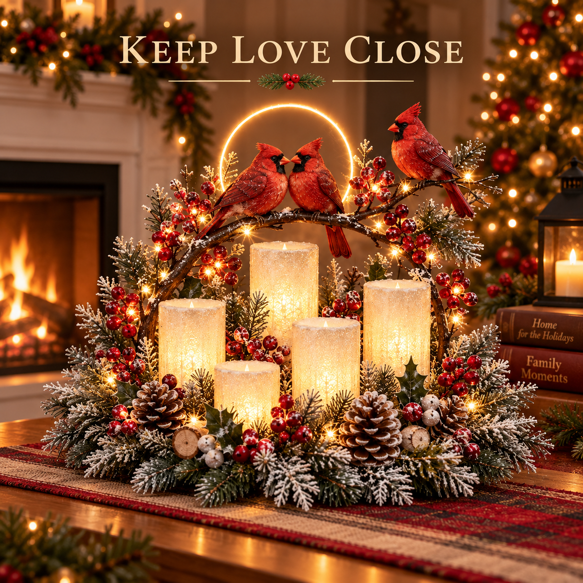 🔥🎄 Glowing Christmas Centerpiece with Warm Flameless Candlelight ✨