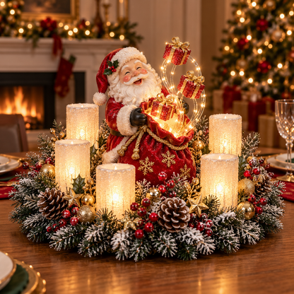 🔥🎄 Glowing Christmas Centerpiece with Warm Flameless Candlelight ✨