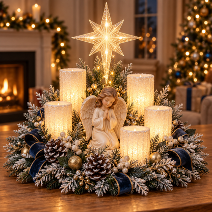 🔥🎄 Glowing Christmas Centerpiece with Warm Flameless Candlelight ✨