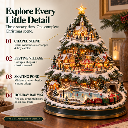 🔥 Last day to save 49% –🎄OFF Lighted Christmas Village Tree with Train & Carousel