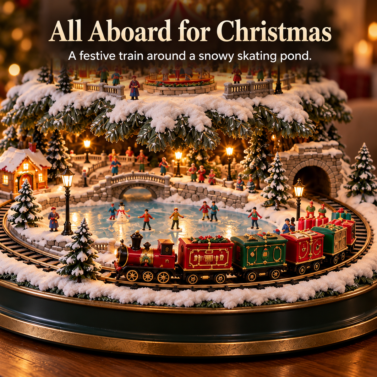 ⭐ Last day to save 49% –🎄OFF Lighted Christmas Village Tree with Train & Carousel