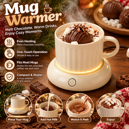 🍫✨ CozyGlow Mug Warmer – Chocolate Melting & Hot Drink Warming StationA