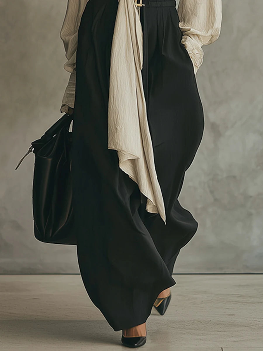 SET WITH BOW SHIRT AND WIDE PANTS