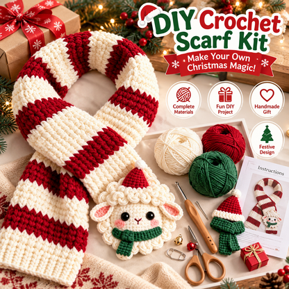 🎄🧶 DIY Christmas Animal Scarf Crochet Kit – 4 Adorable Handmade Holiday Designs 🐑🐶🐮🎁