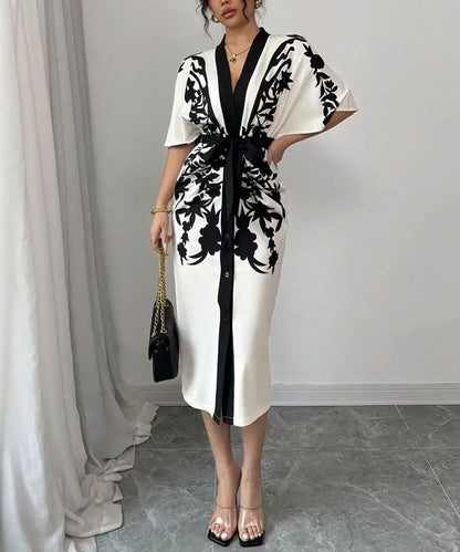 Noir Print Midi Dress