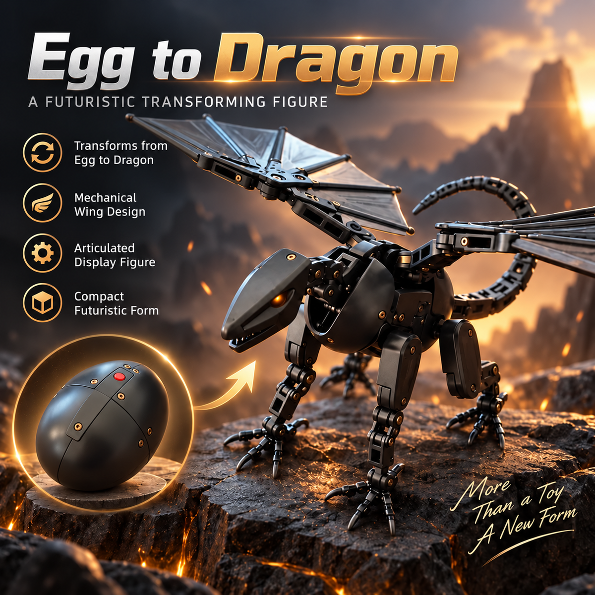 ⚙️DragonMorph – Egg to Dragon Transforming Mechanical Toy