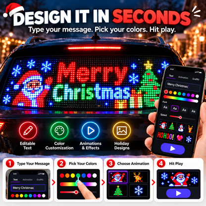 ⚡New Smart LED Pixel Car Display — App-Controlled Custom Text, Colors & Animations