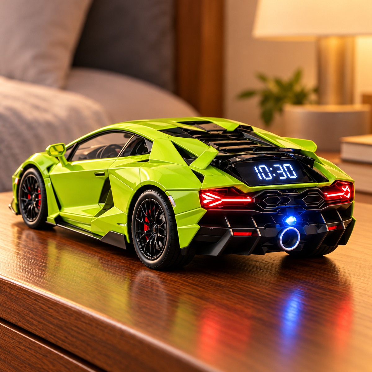 🔥LAST DAY 49% OFF -🏎️ Black Supercar Alarm Clock Concept | Rear Digital Display & Light-Up Taillights