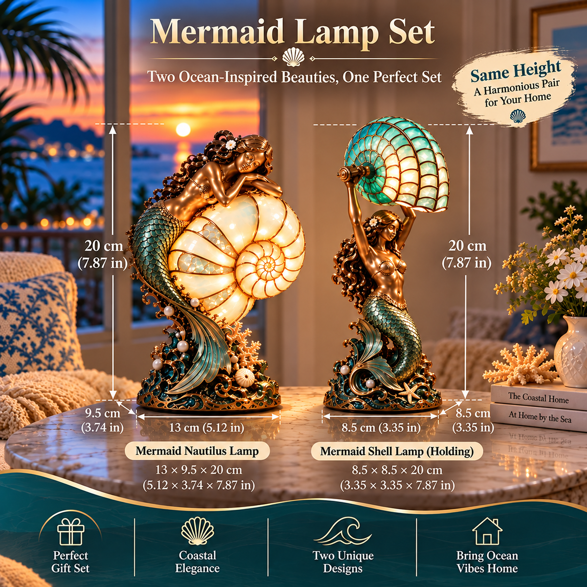 🎀🔥Last Day 49% OFF🧜‍♀️ Moon-Tide Mermaid Nautilus Lamp