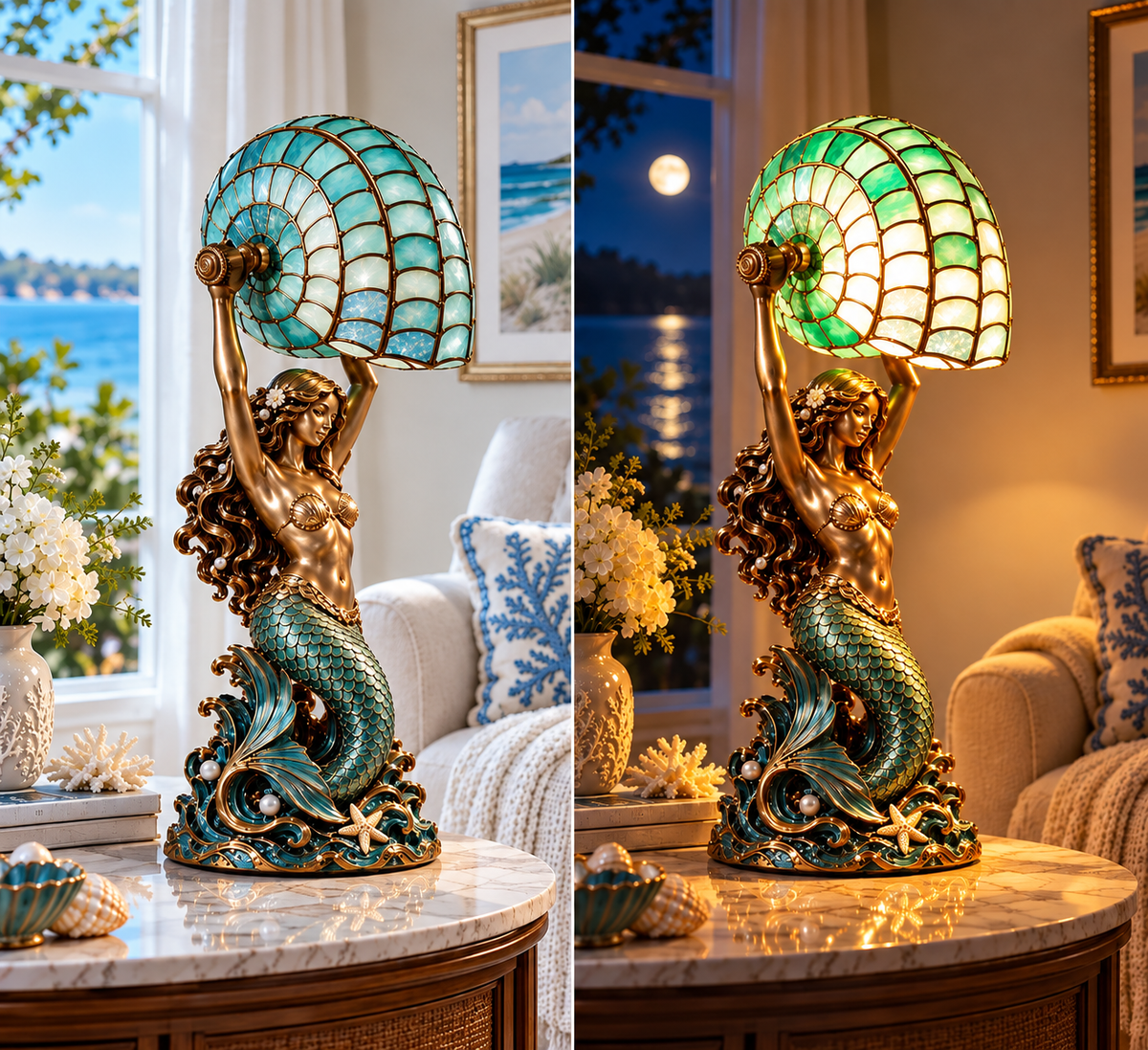 🎀🔥Last Day 49% OFF🧜‍♀️ Moon-Tide Mermaid Nautilus Lamp