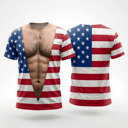 Funny Muscle T Shirt for Men and Women, Hawaiian Shirt Illusion Tee, Personalized 3D Fake Open Shirt, Too Hot To Handle Summer Vacation Gift
