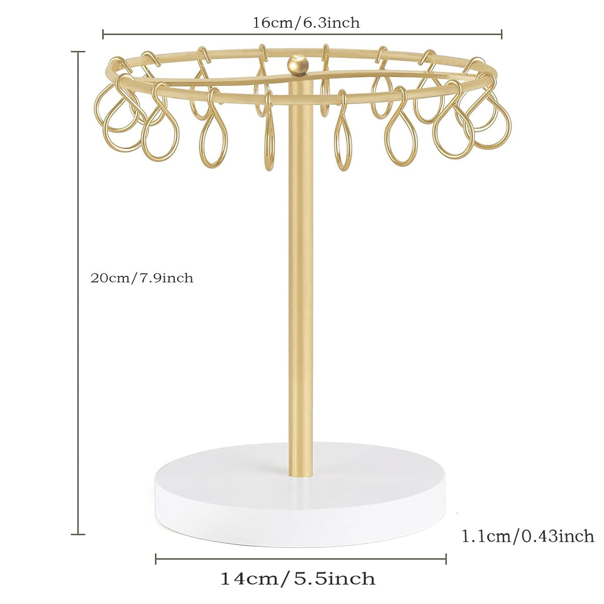 Rotating Claw Clip Display Stand, Gold Metal Hair Accessory Organizer