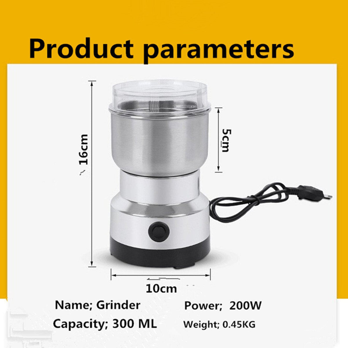 🔧 High-Speed Stainless Steel Grain Grinder