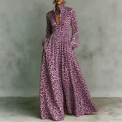 Leopard Print Shirt Maxi Dress