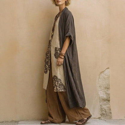 Women's Spring/Summer Cotton Linen Casual Vacation Three-Piece Set
