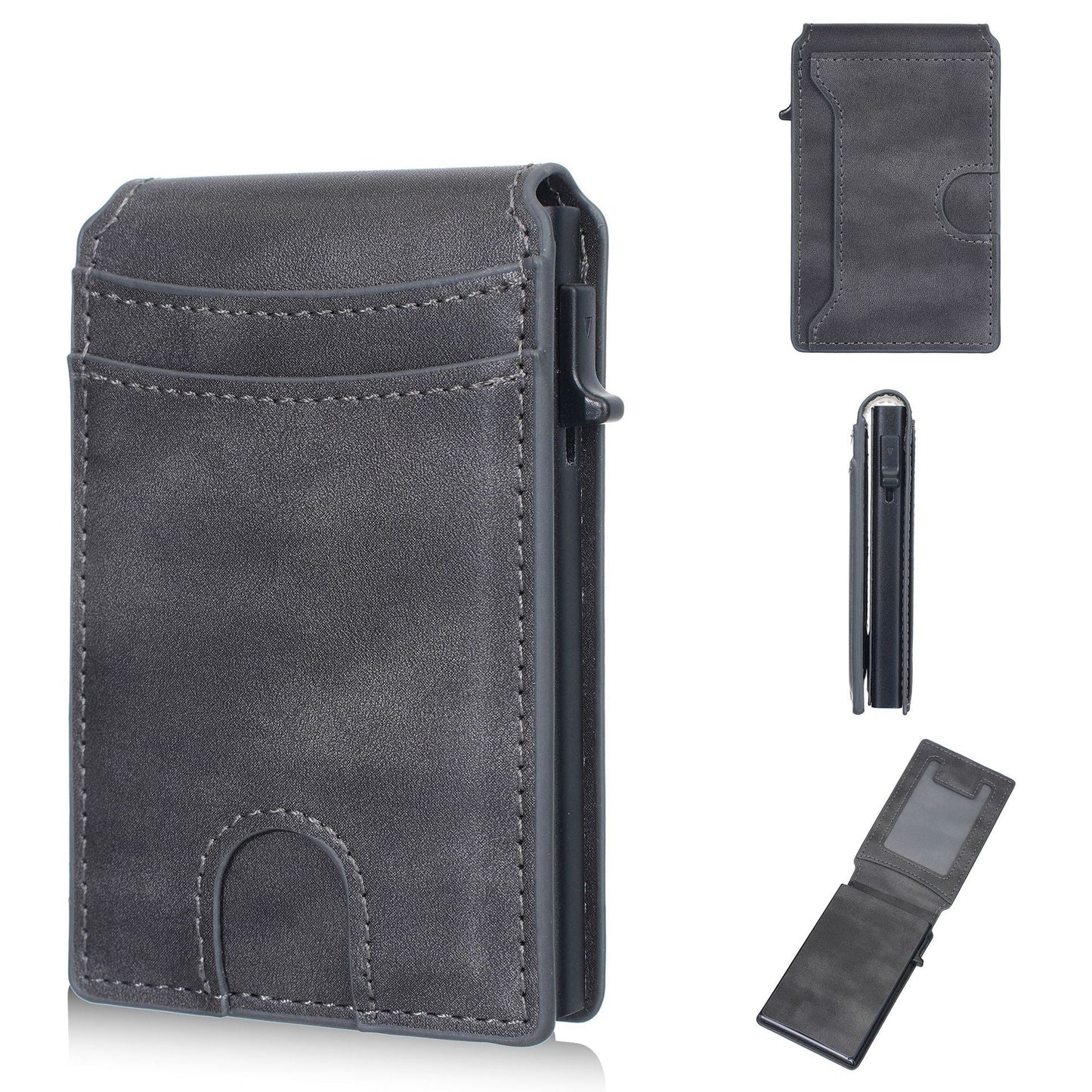 🔥2026 New Wallet for Men - Pop Up Case, Cash Slot, and Credit Card Slot - Aluminum Wallet with RFID Blocking, Minimalist Leather Wallet Front Pocket with ID Window