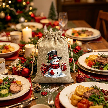 ⚡ Christmas Drawstring Gift Bags – Festive Santa & Reindeer Prints, Double Drawstring Closure & Durable Fabric – Holiday Cheer in Every Gift
