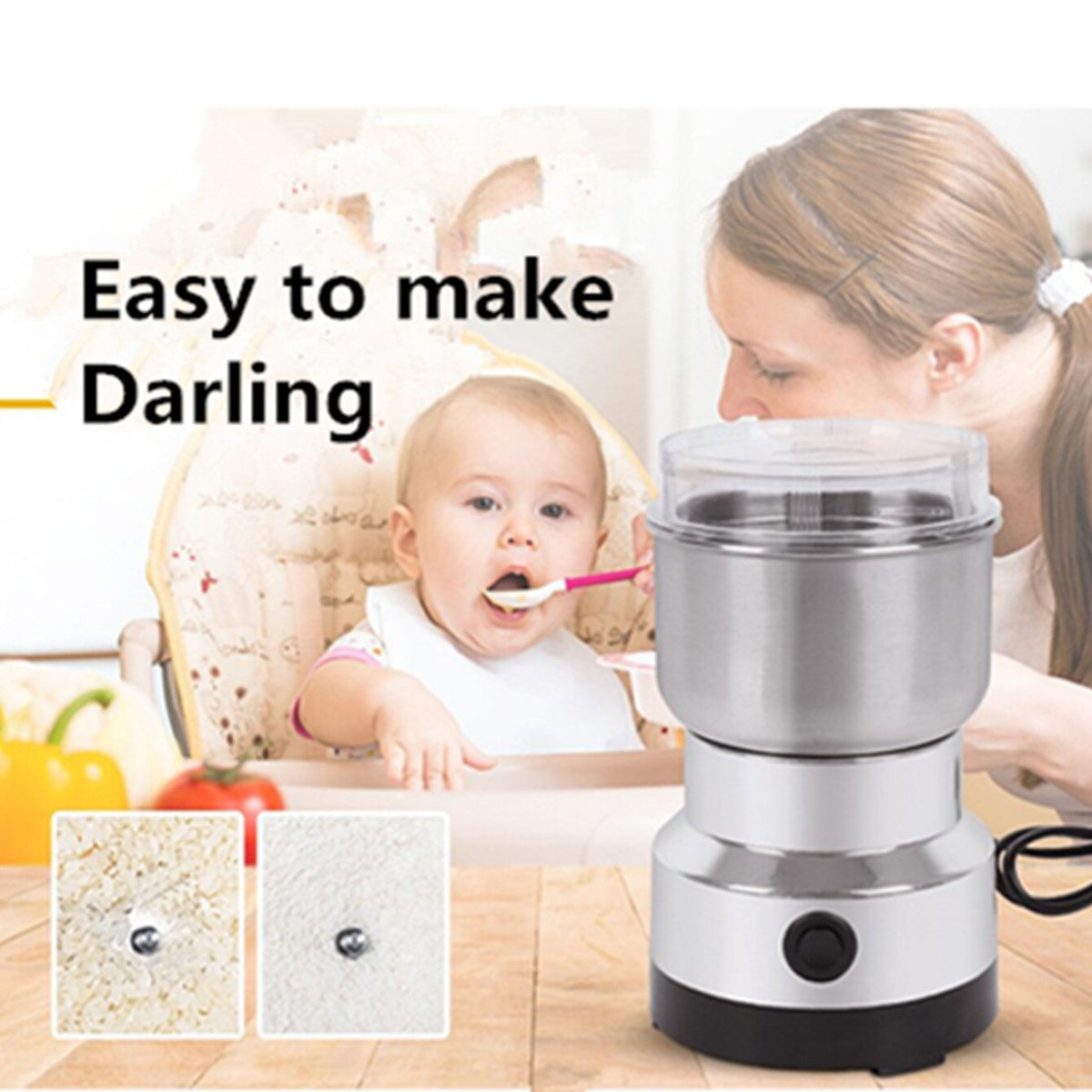 🔧 High-Speed Stainless Steel Grain Grinder