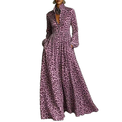 Leopard Print Shirt Maxi Dress