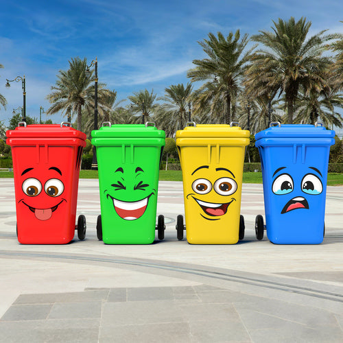 ⚡ Creative Trash Can Sticker with Colourful Cartoon