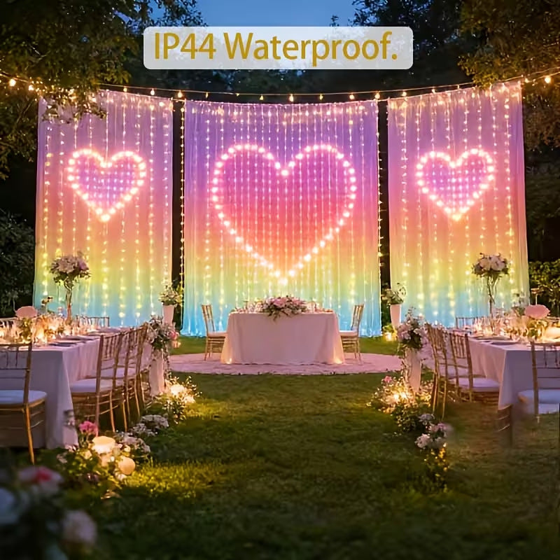 🎄 Smart RGB Pixel Curtain Lights – App-Controlled Animated Holiday Display for Balcony & Window Decor-1.6m*1.6m