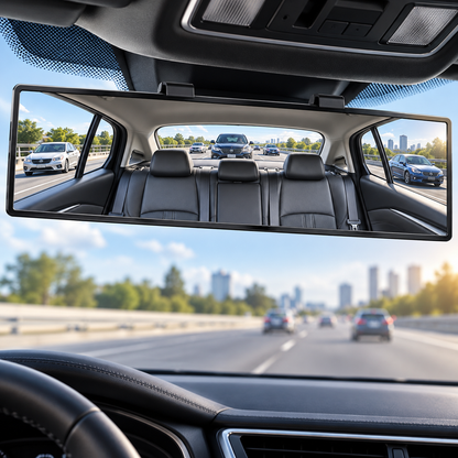 🔧🚗 Wide Angle Rear View Mirror – 12' Anti-Glare Panoramic Clip-On Car Mirror