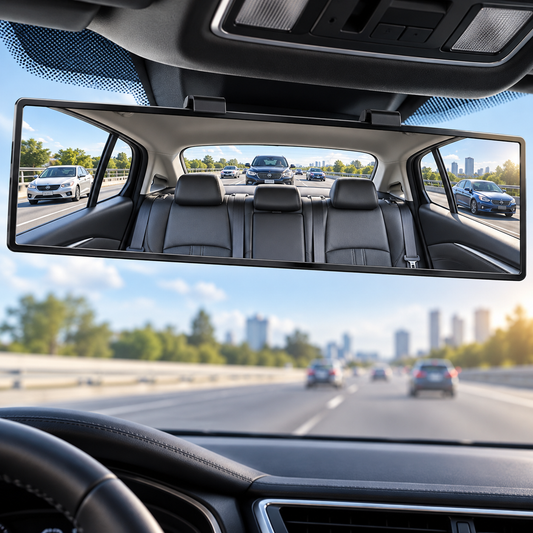 🔧🚗 Wide Angle Rear View Mirror – 12' Anti-Glare Panoramic Clip-On Car Mirror
