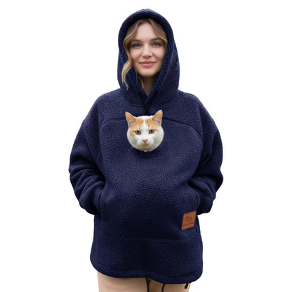 🐾 Cozy Fleece Pet Bonding Pouch Hoodie – Warm & Supportive Small Pet Carrier Clothing