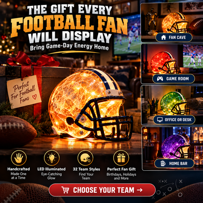 ⚡ Handmade Football Helmet Lamp – LED Team Fan Cave Light with 32 Team Styles