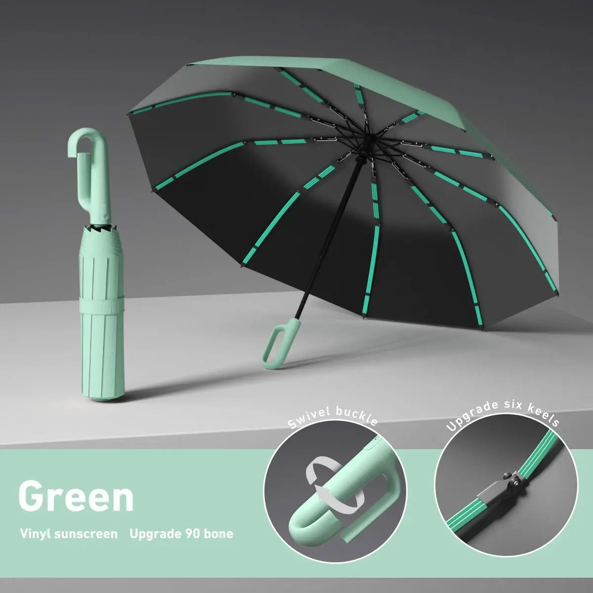🌂 Automatic Folding Umbrella – Windproof, Waterproof, Portable with Loop Buckle