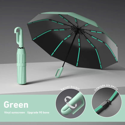 🌂 Automatic Folding Umbrella – Windproof, Waterproof, Portable with Loop Buckle