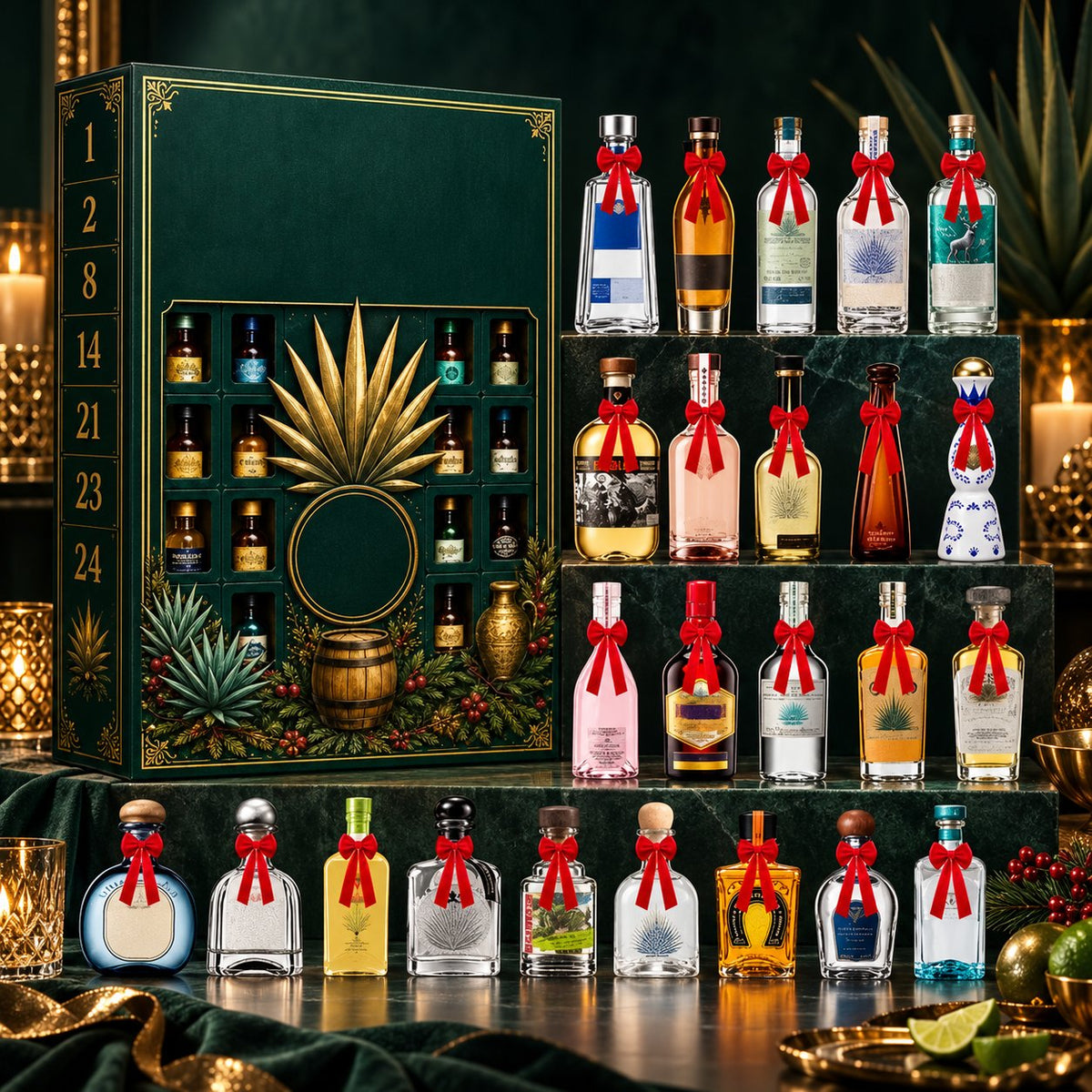 🔥24 Days Mini Tequila Bottle Advent Calendar Blind Box | Holiday Decor & Collector Gift
