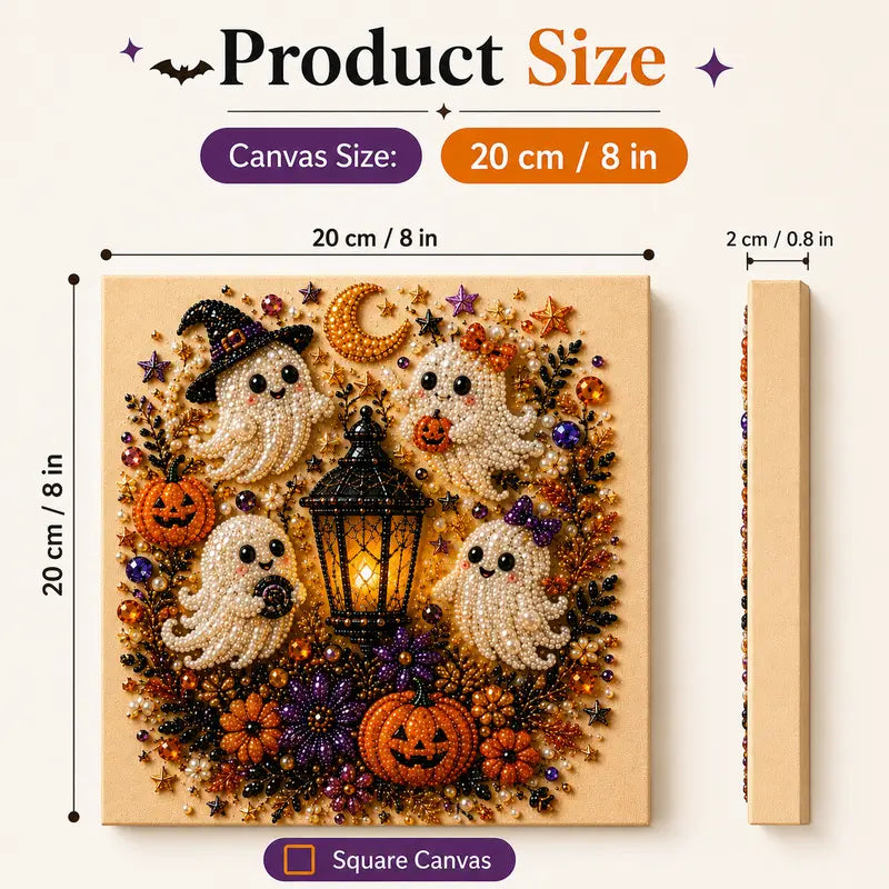 🧙🏼‍♀️Spooky-Cute Ghost Pearl Art DIY Kit – 8" × 8" Halloween Diamond Painting