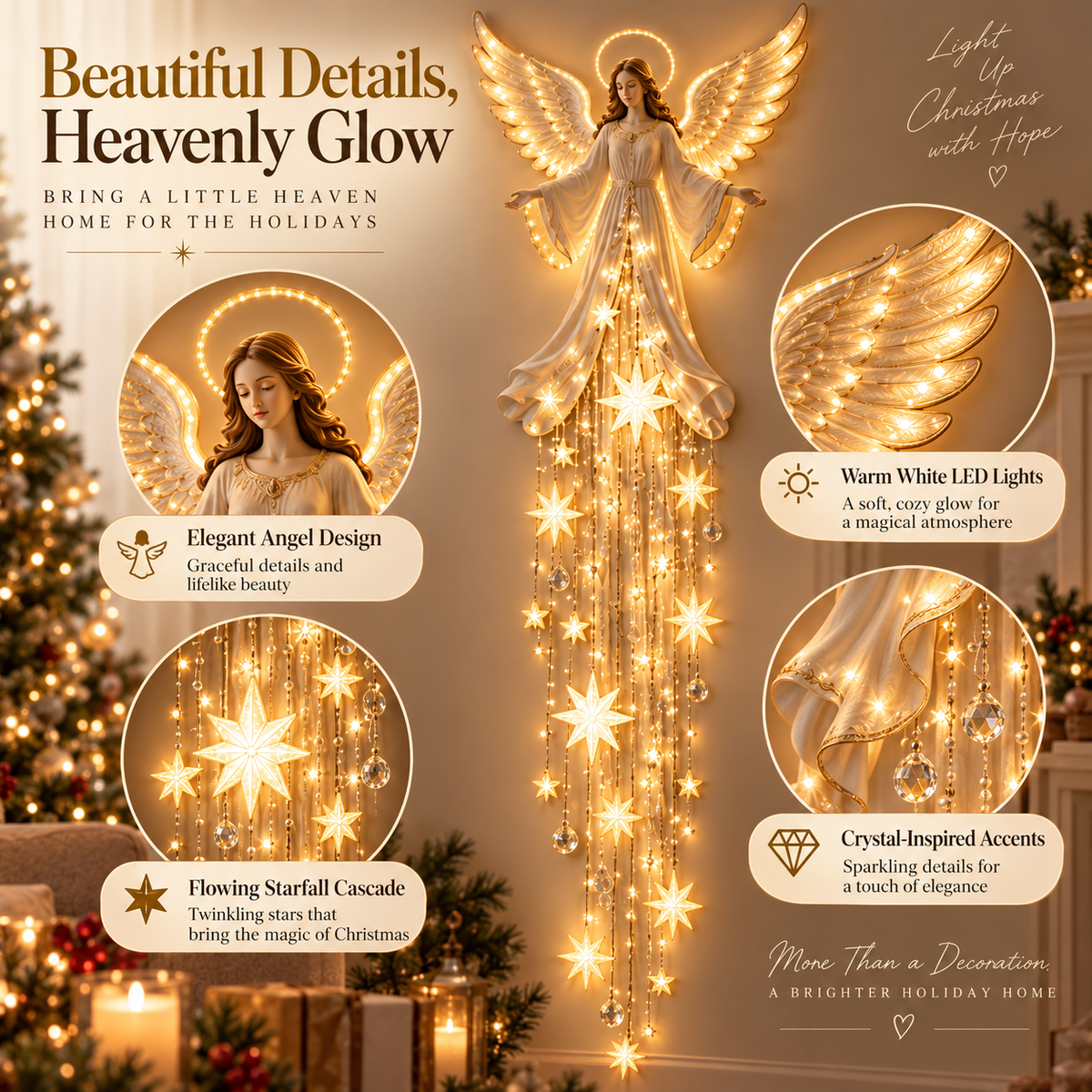 ✨Angel Blessing Starfall Wall Light™ – Heavenly Christmas Wall Decor
