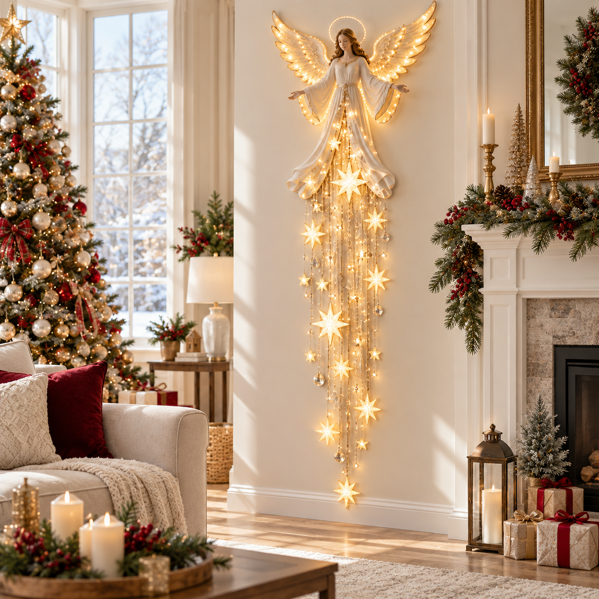 ✨Angel Blessing Starfall Wall Light™ – Heavenly Christmas Wall Decor