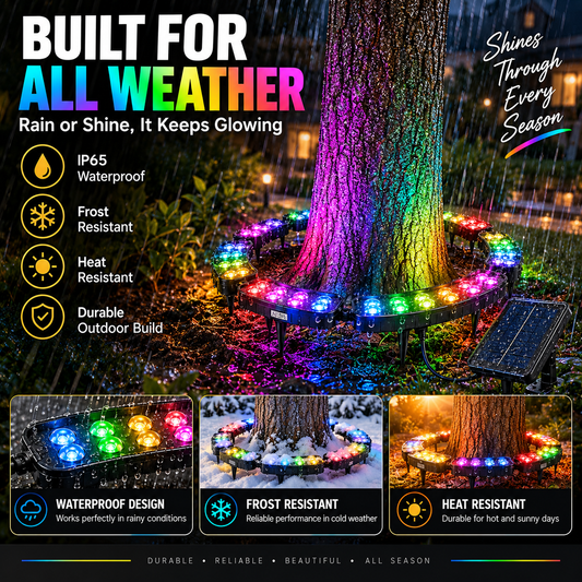 🏡🌈 Solar RGB Tree Ring Light – 7-Color Outdoor Landscape Uplighting