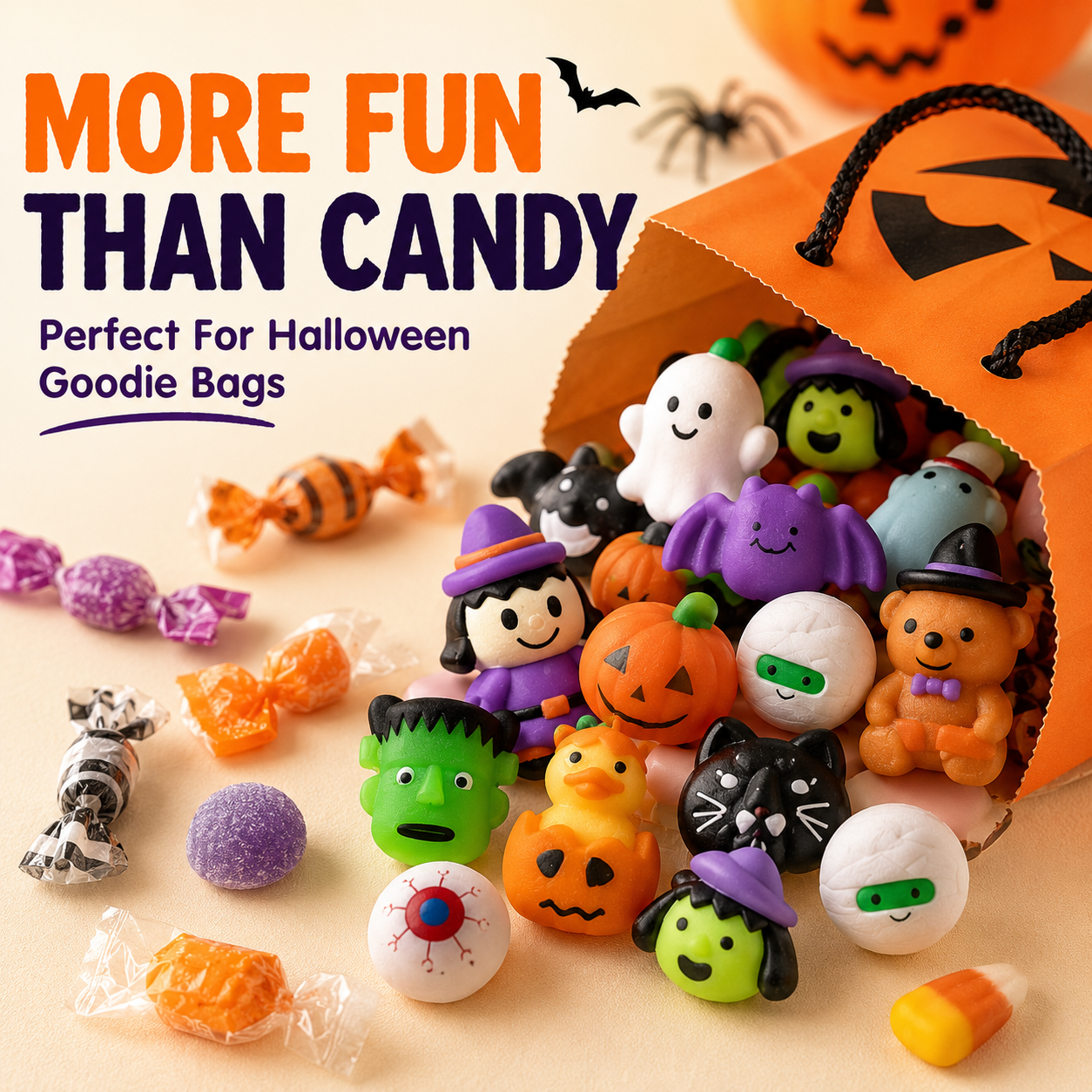 🎃 100PCS Halloween Mochi Squishy Toys – Cute Sensory Party Favors & Goodie Bag Fillers ✨