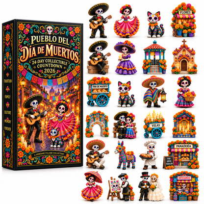 ⚡Pueblo del Día de Muertos 2026 – 24-Day Day of the Dead Collectible Countdown Calendar with 24 Unique Miniatures