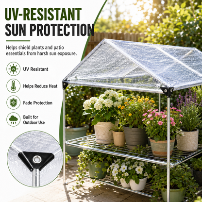 ☀️Clear Waterproof PE Tarp, Transparent Outdoor Cover with Metal Grommets🛡️
