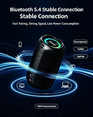 ZEALOT M2 Portable Bluetooth Speaker | 360° Surround HIFI Sound, RGB Lights, 1800mAh Battery, Outdoor Wireless Speaker