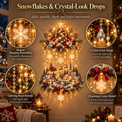 ⭐⭐ Illuminated Christmas Tree & Village Wall Hanging | Cascading Warm Lights for Living Rooms, Entryways & Staircases ✨