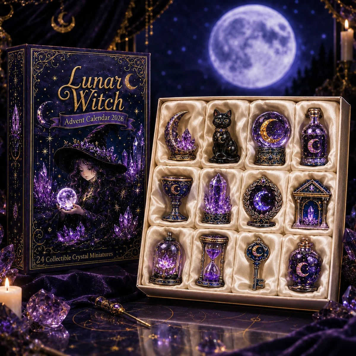 🏆Limited Time Sale 49% OFF🎄🔮Lunar Witch Advent Calendar 2026 – 24 Enchanted Crystal Miniatures for a Magical Moonlit Countdown
